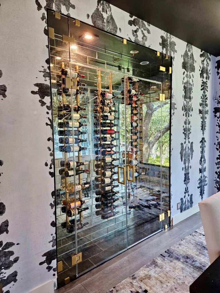 Custom glass wine room installation in Dallas, TX